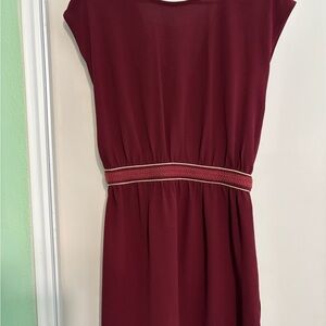 Elegant Burgundy Dress with Gold Accents